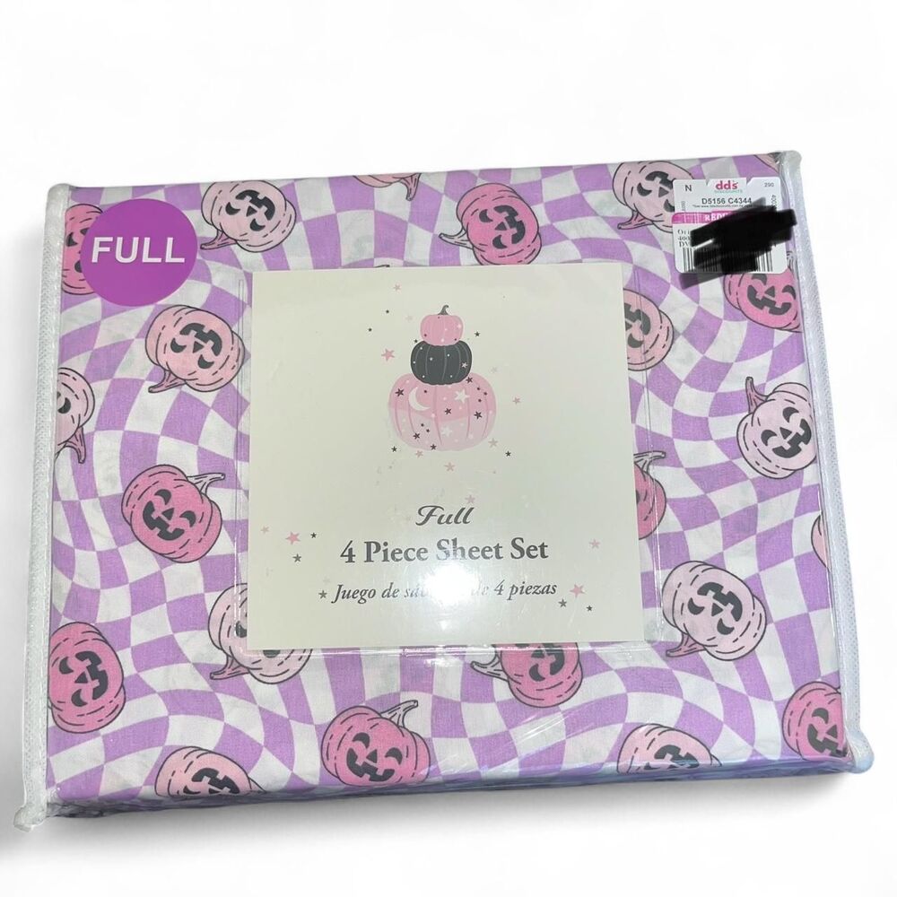 Cute Purple and Pink Halloween Pumpkins Full Sheet Set